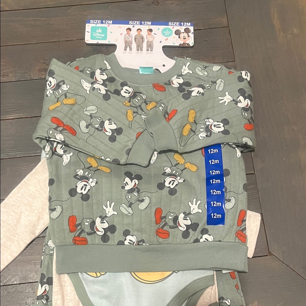 Disney Mickey Mouse Green and Gray Outfit